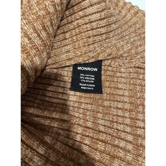 Monrow Knit Button Front Mock Neck Cardigan Coastal Grandma, LG Brown - Picture 5 of 5